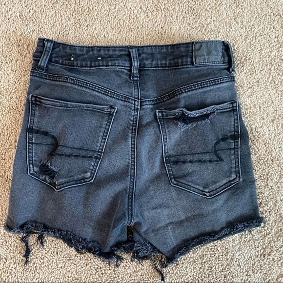 American Eagle Black Distressed High Rise Shorts - Picture 3 of 6